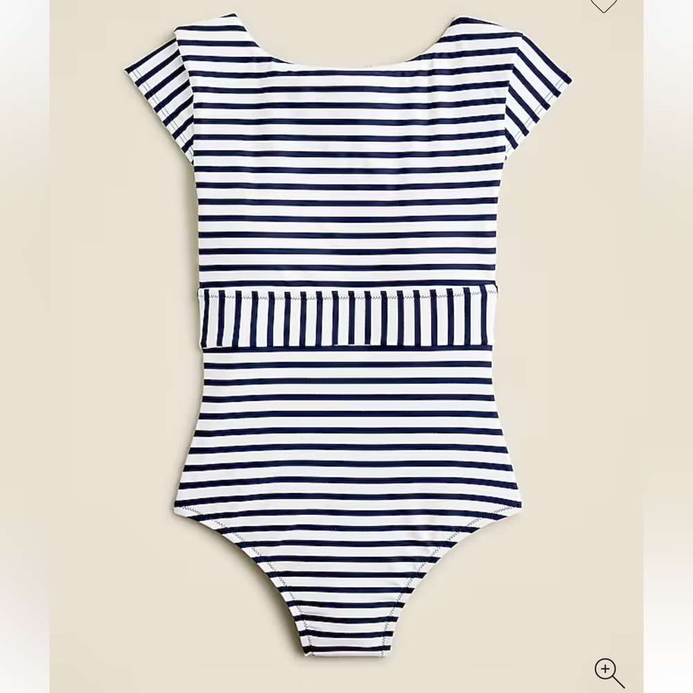 J. Crew cap-sleeve one-piece swimsuit in classic stripe Size 12